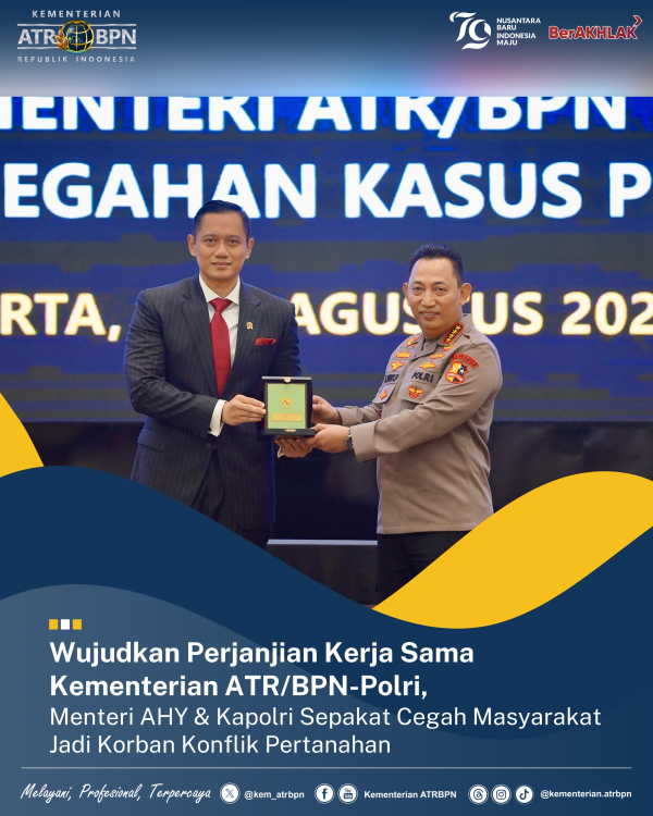 Wujudkan Perjanjian Kerja Sama Kementerian ATR/BPN-Polri